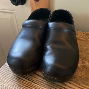 Dansko Black Leather Mules